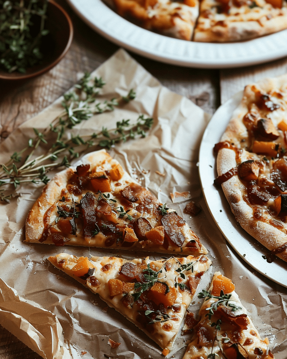 Gouda, Bacon and Pumpkin Pizza.