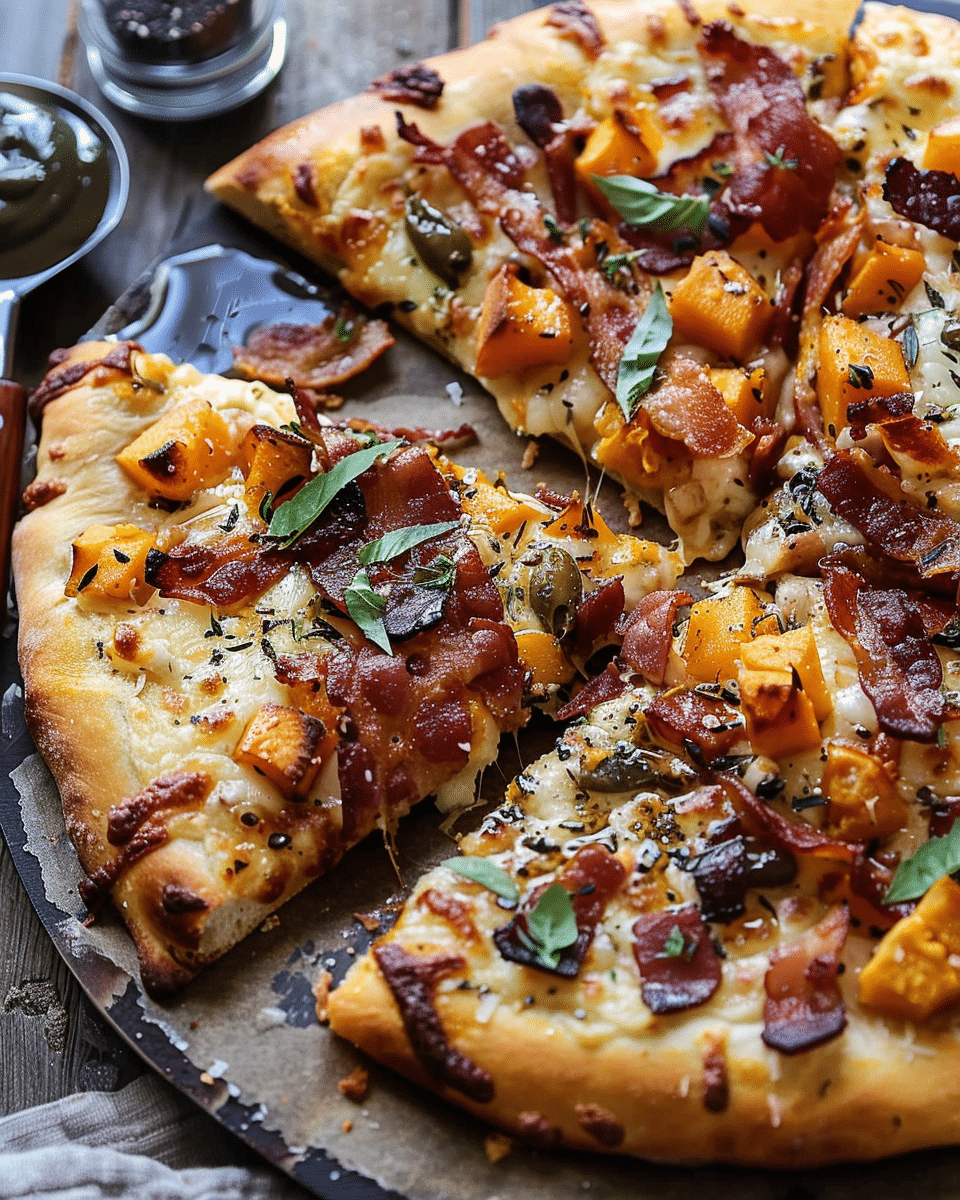 Gouda, Bacon and Pumpkin Pizza.