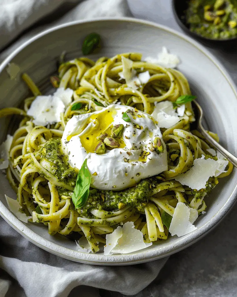 Pistachio Pesto Pasta with Burrata