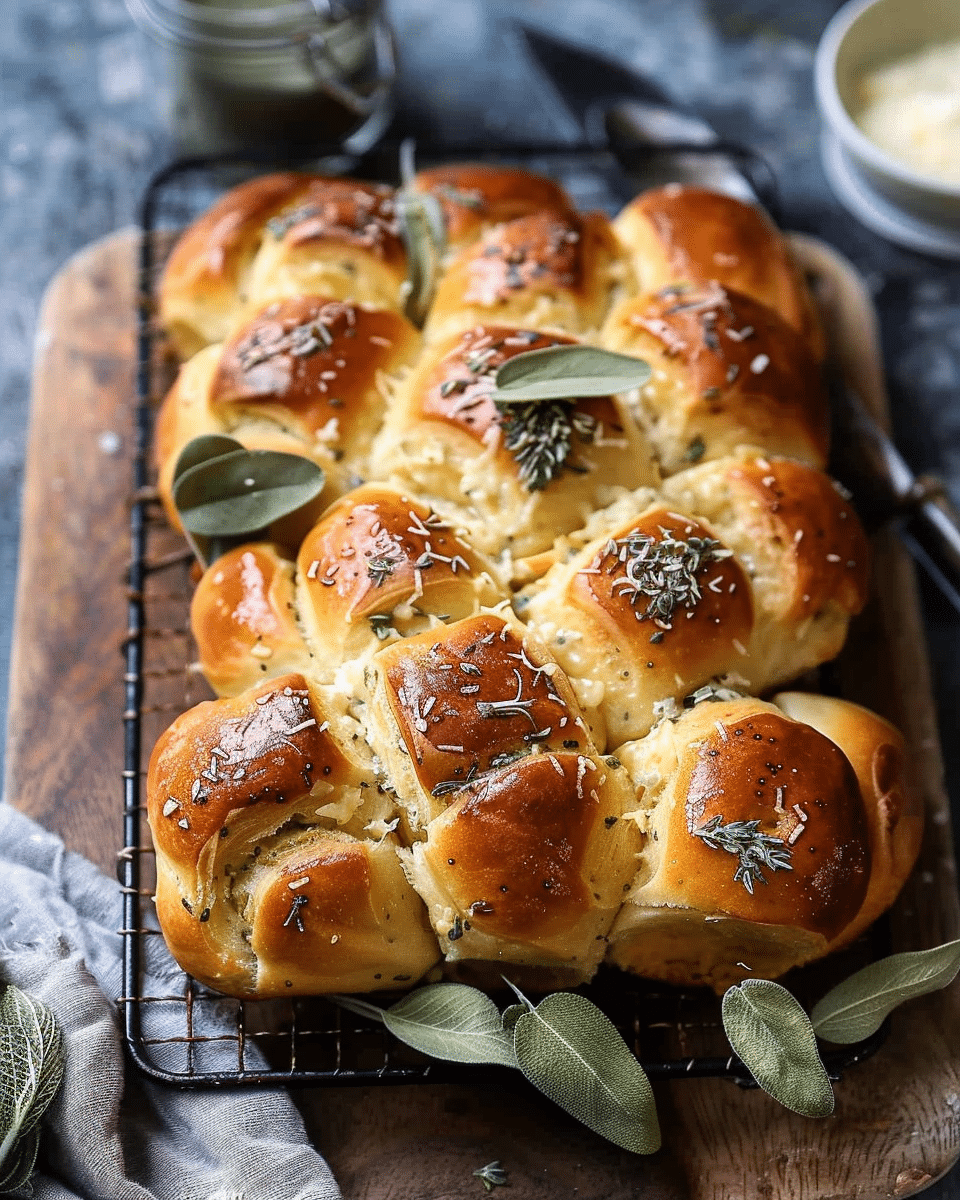 Pull Apart Parmesan Sage Butter Brioche Rolls