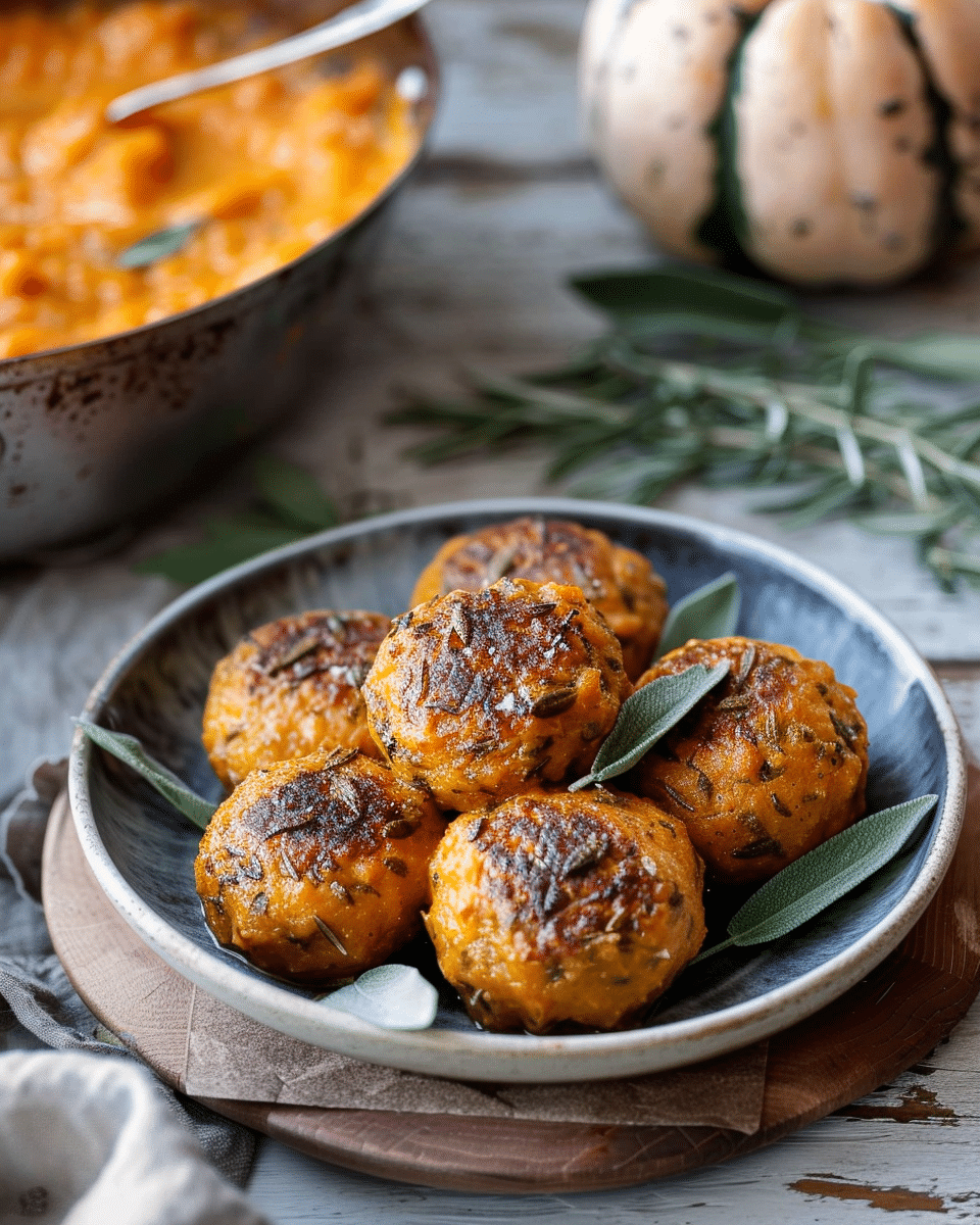 Turkey Meatballs in Pumpkin Sage Sauce