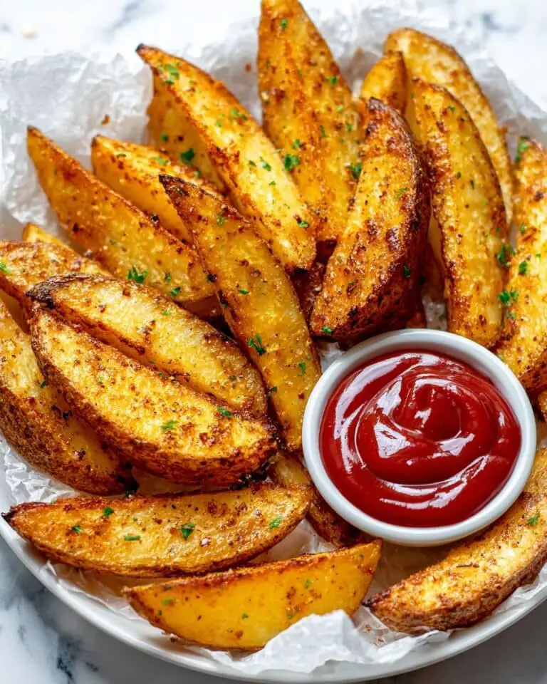 Crispy Garlic Parmesan Baked Potato Wedges Recipe