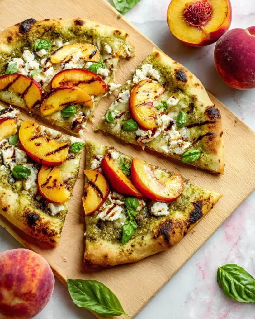 Summer Pesto Peach Pizza Recipe