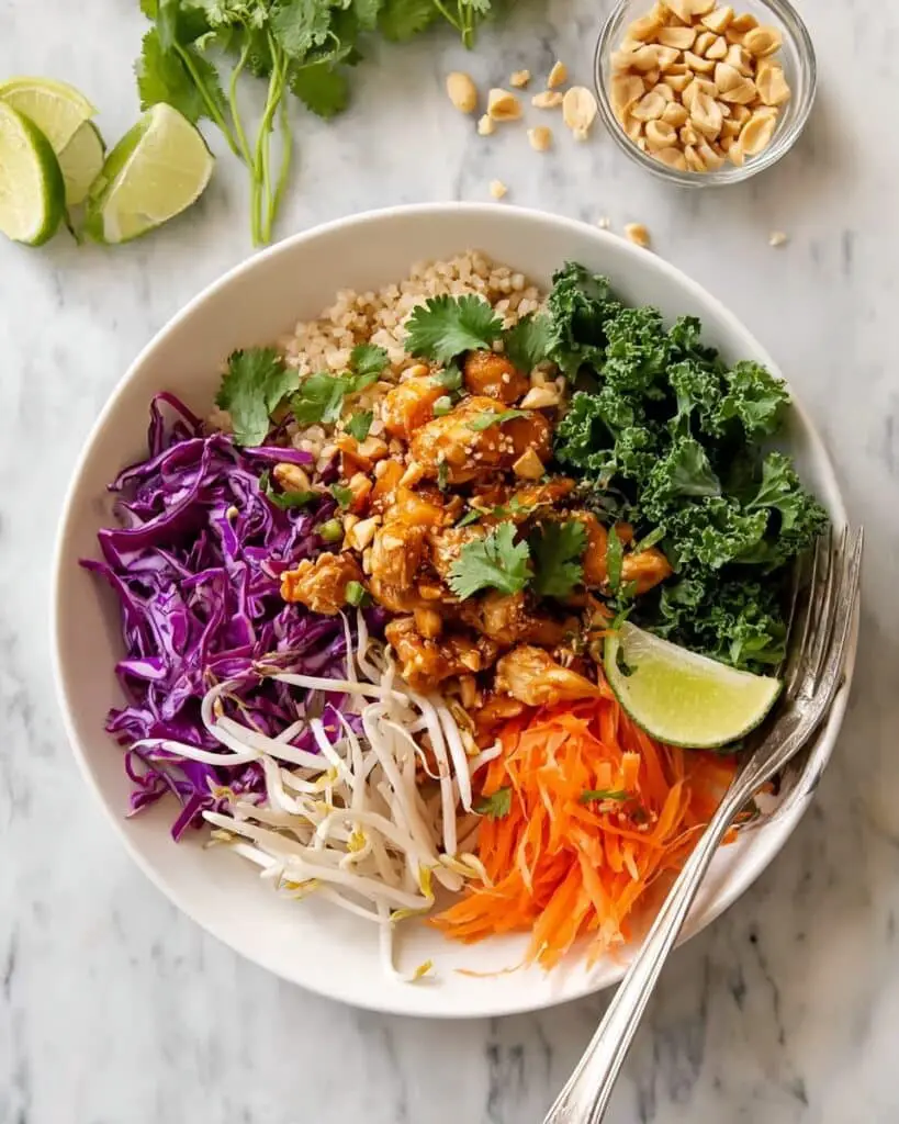 Thai Chicken Buddha Bowls with Spicy Peanut Sauce Recipe