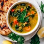 Red Lentil Soup with Spinach and Lemon Recipe