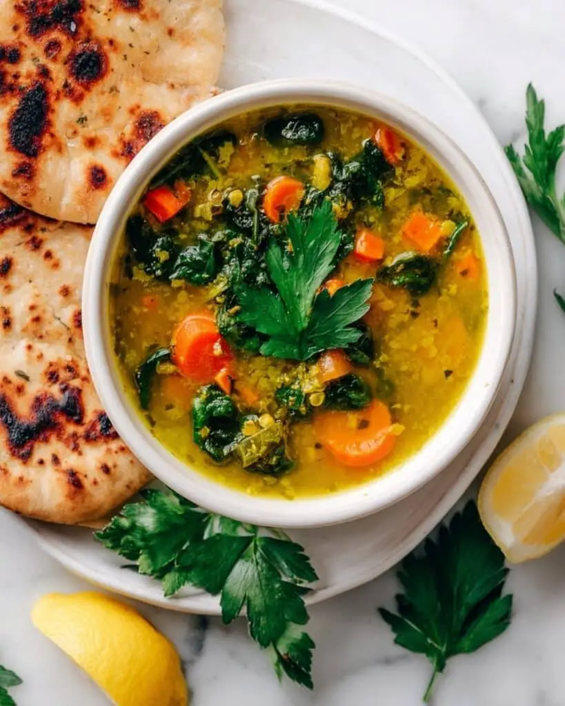 Red Lentil Soup with Spinach and Lemon Recipe