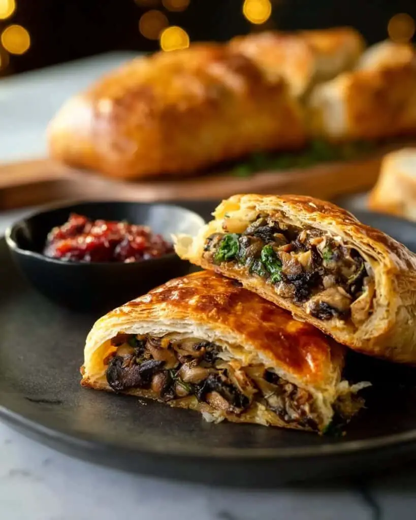 Mushroom and Chestnut Wellington with Spinach and Tarragon Recipe