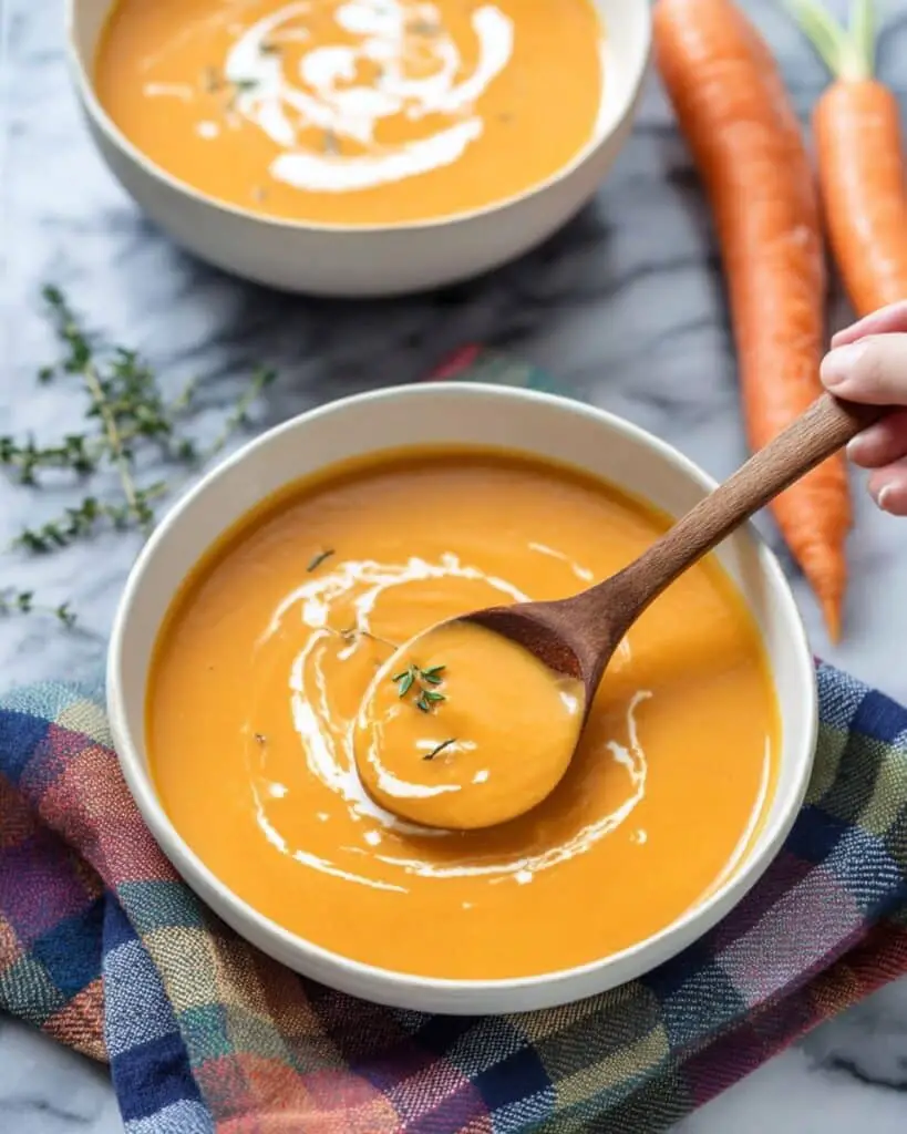 Vegan Carrot Ginger Sweet Potato Soup Recipe