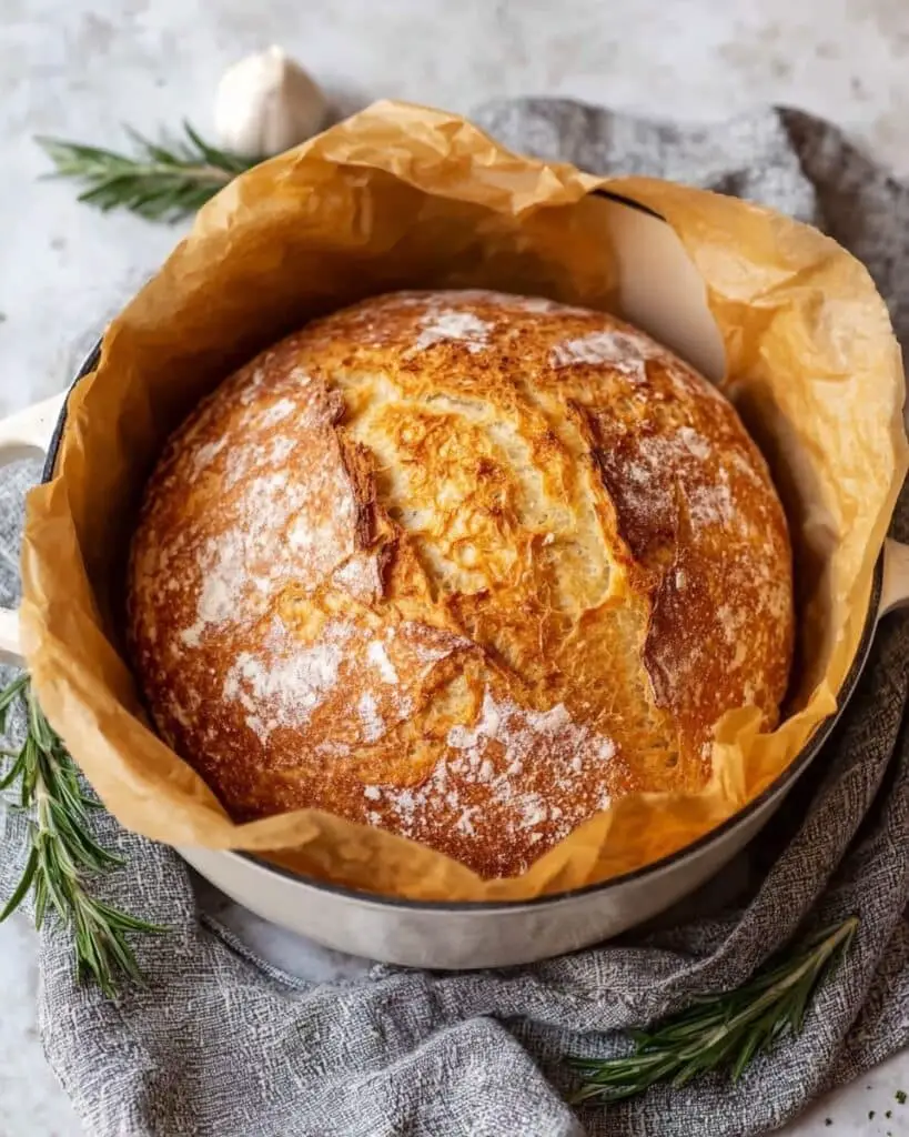 Dutch Oven Garlic Rosemary Bread Recipe