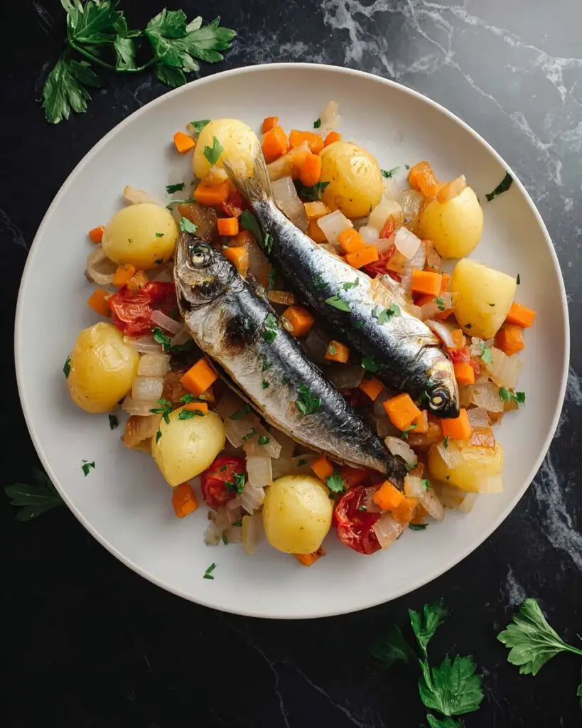 Baked Canned Sardines with Roasted Vegetables Recipe