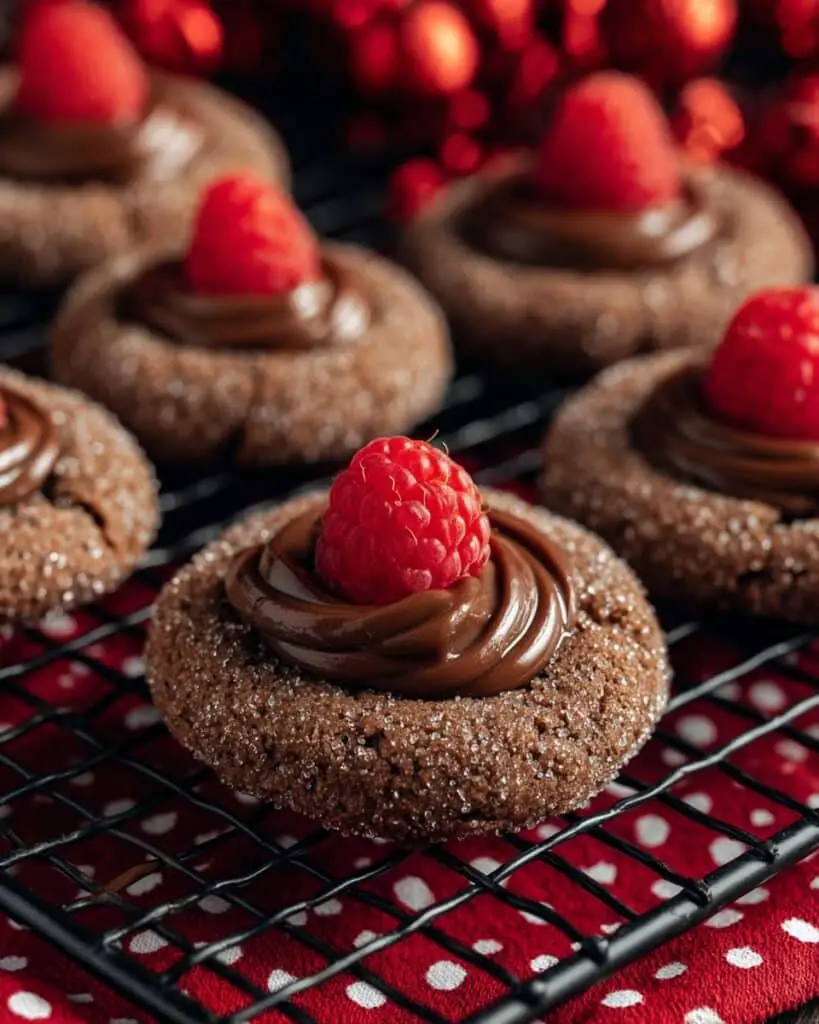 Chocolate Hazelnut Thumbprint Cookies with Raspberries Recipe