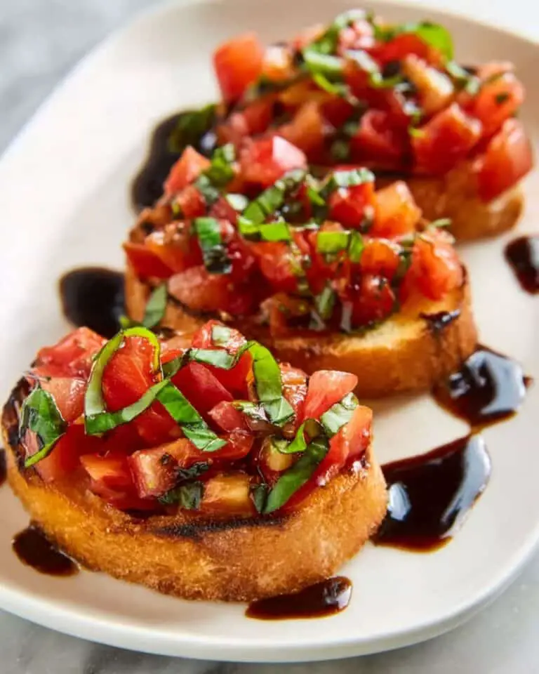 Perfect Tomato Bruschetta with Parmesan and Balsamic Glaze Recipe