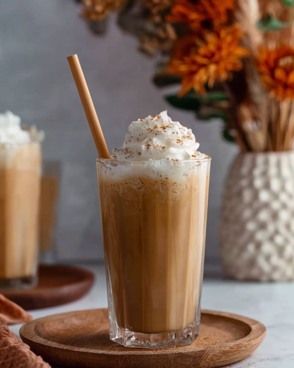 The image shows a clear glass filled with three visible layers of a drink sitting on a white marbled surface. The bottom layer is a light creamy color, occupying about one-third of the glass. The middle layer is a rich dark brown, showing a smooth blend with the creamy layer below. The top layer is a light cream being poured from a metallic source, creating a soft stream and slowly mixing with the darker middle layer. In the background, there is another glass with a similar drink, showing the same color layers but slightly blurred. The glasses rest on a white plate with a matte finish. The photo taken with an iphone --ar 4:5 --v 7