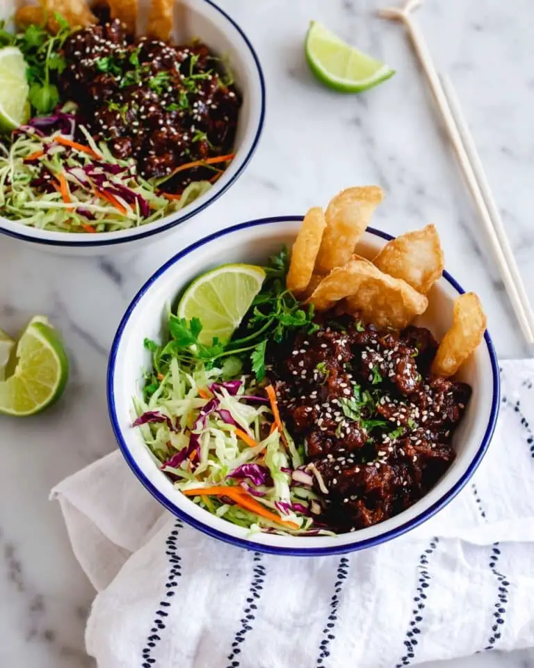 Teriyaki Chicken Wonton Taco Bowls Recipe