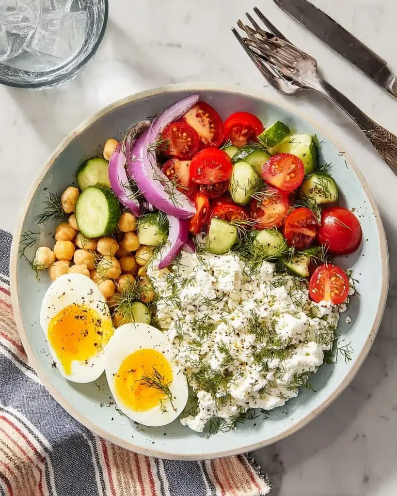 High-Protein Cottage Cheese Bowl with Capers, Dill, and Soft-Cooked Egg Recipe