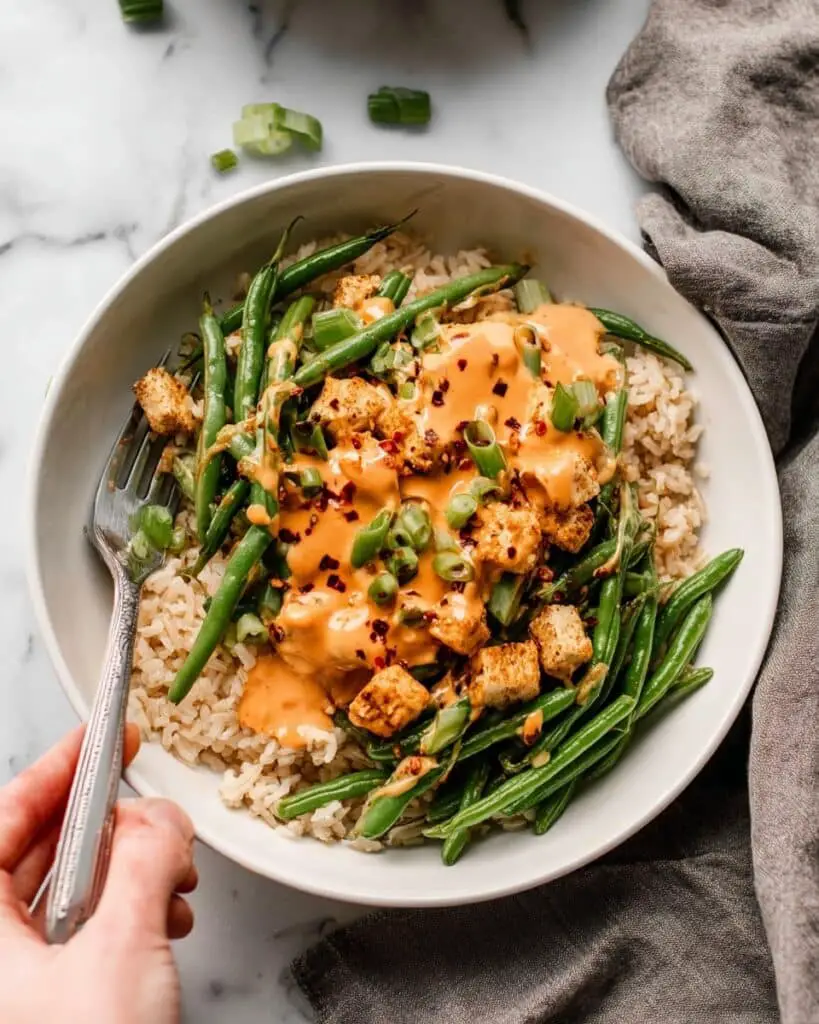 Spicy & Crispy Peanut Tofu with Green Beans Recipe