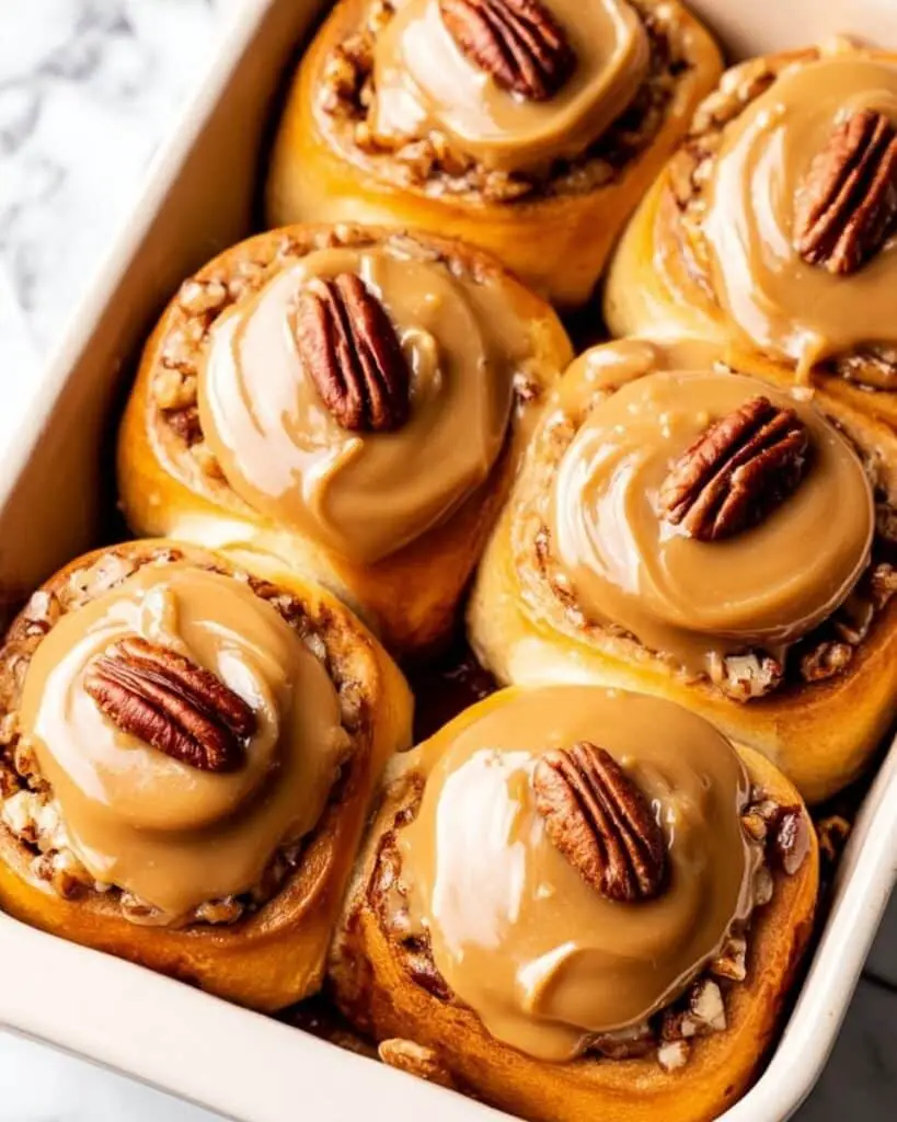 Coffee Cinnamon Rolls with Pecans and Maple Icing Recipe