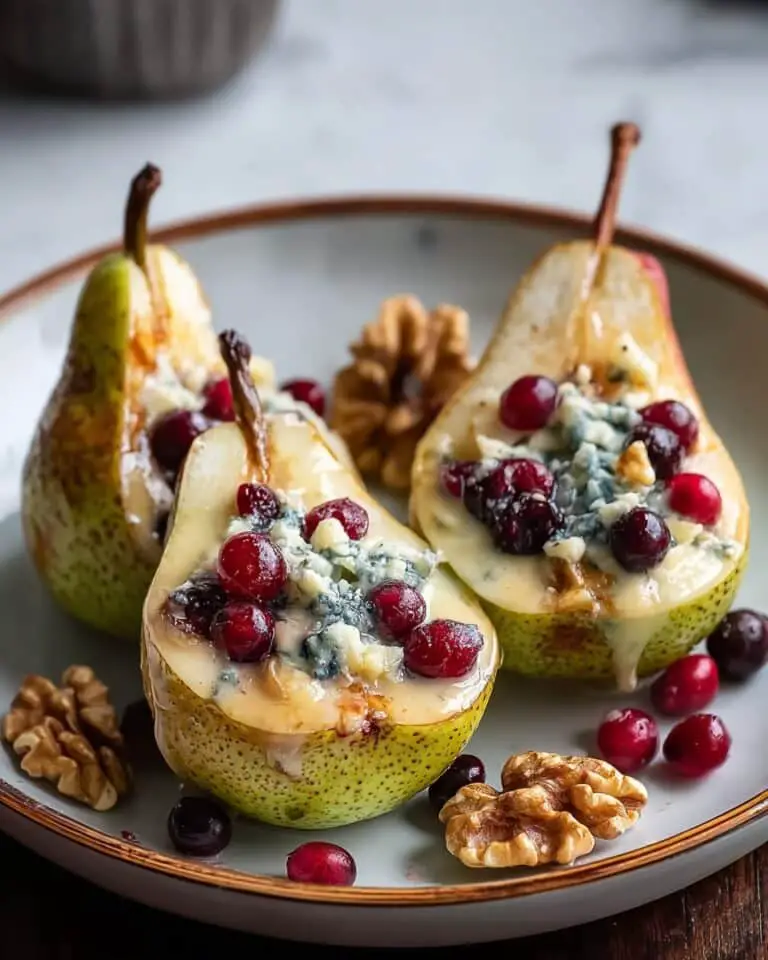 Baked Pears with Berries, Honey, Walnuts & Blue Cheese Recipe