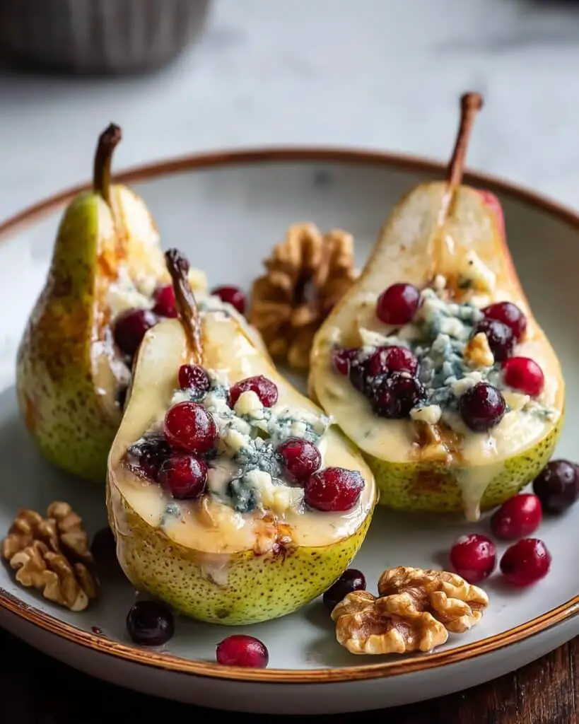 Baked Pears with Berries, Honey, Walnuts & Blue Cheese Recipe