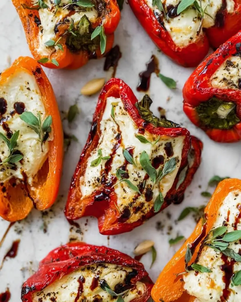 Goat Cheese Stuffed Mini Peppers with Balsamic Glaze and Honey Recipe