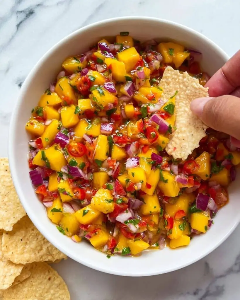 Peach Mango Salsa with Jalapeño and Cilantro Recipe