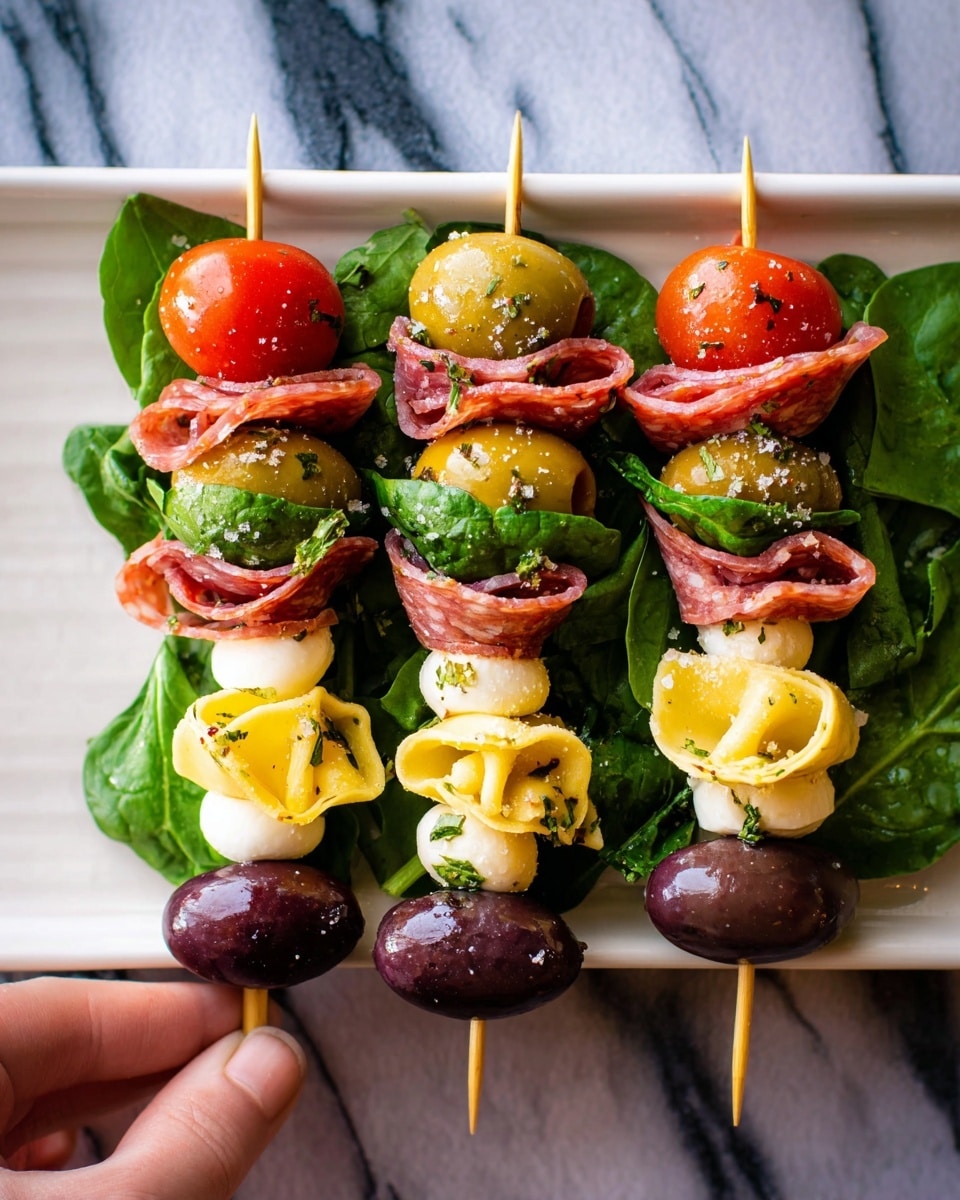 Antipasto Skewers with Herb Vinaigrette Recipe