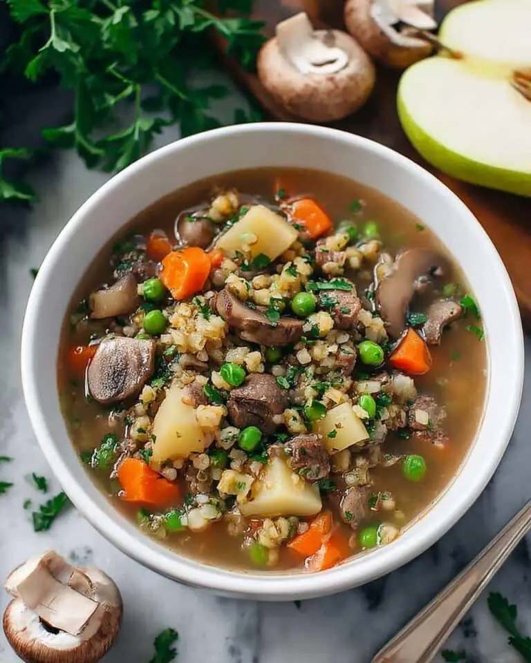 Hearty Beef Barley Soup with Mushrooms and Vegetables Recipe