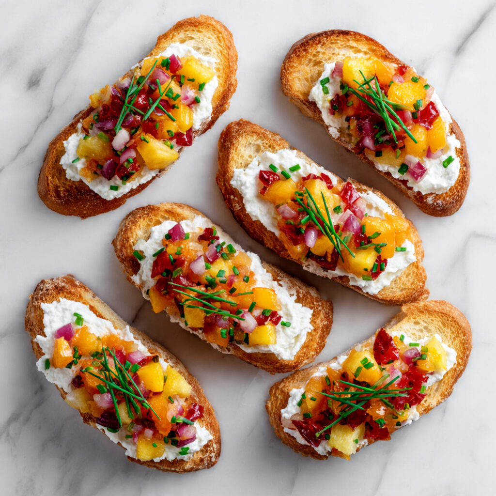 Goat Cheese Crostini with Orange Peach Salsa Recipe