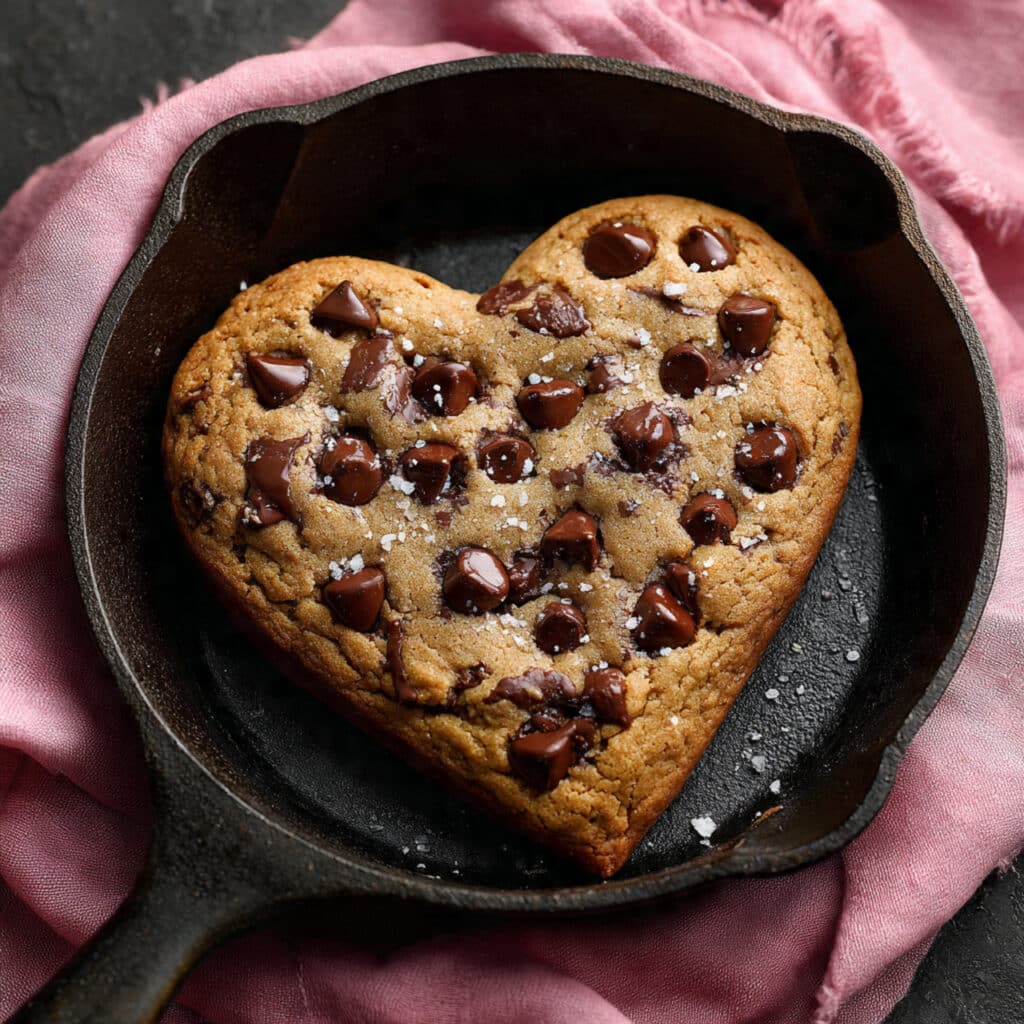 Heart-Shaped Chocolate Chip Cookie Skillet Recipe