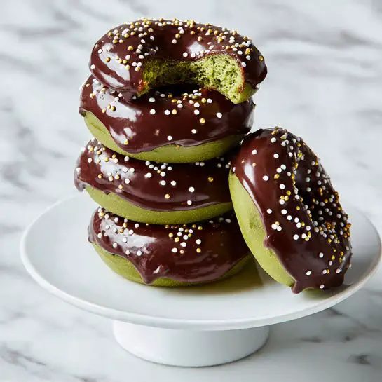 Matcha Donuts with Chocolate Glaze and Sprinkles Recipe
