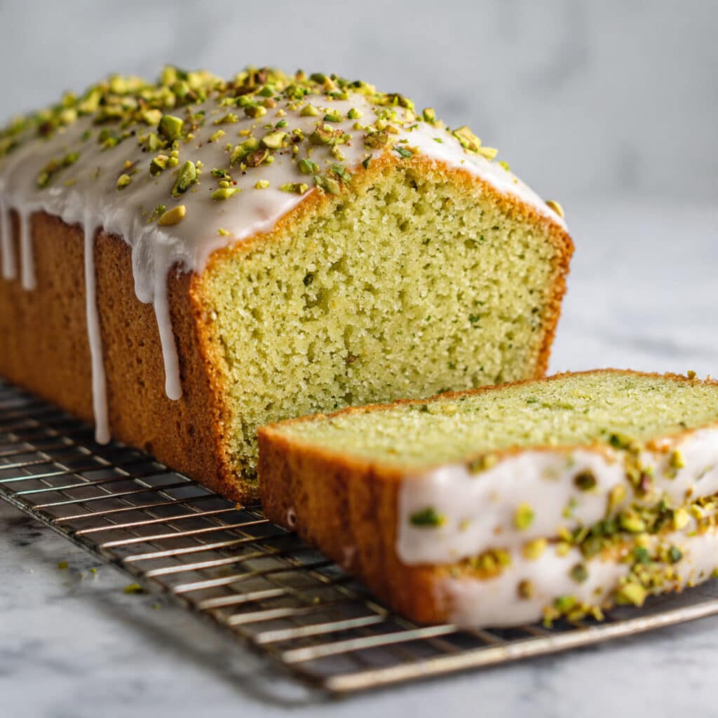 Pistachio Cake Mix Bread with Pistachio Glaze Recipe
