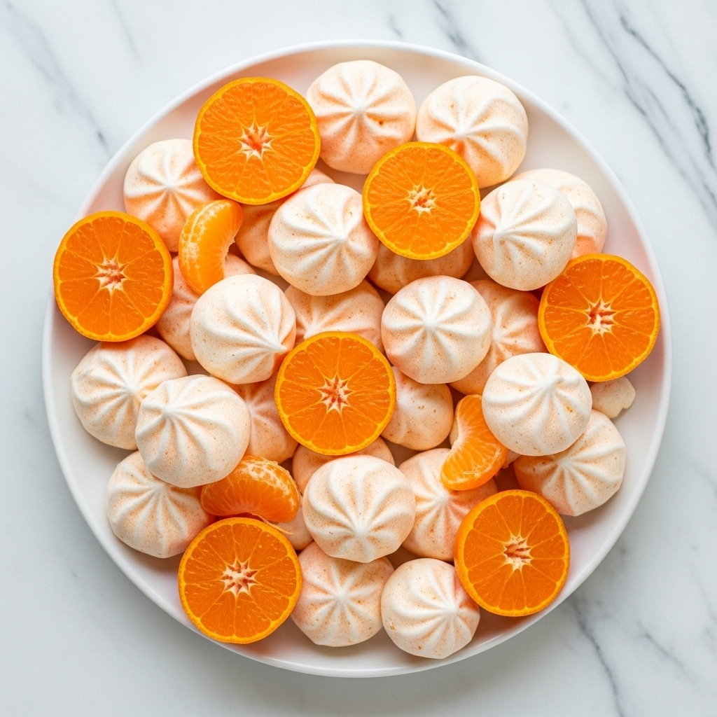 Two silver baking trays inside an oven hold small, light beige meringue dollops, each shaped like a swirl with a pointed tip on top, arranged in neat rows on parchment paper. The left tray has fewer meringues with some smaller and more uneven shapes near the bottom, while the right tray is filled with more evenly sized and shaped swirls. The oven interior is black and shiny, reflecting the trays slightly. The photo is taken with a white marbled texture visible in the background. photo taken with an iphone --ar 4:5 --v 7