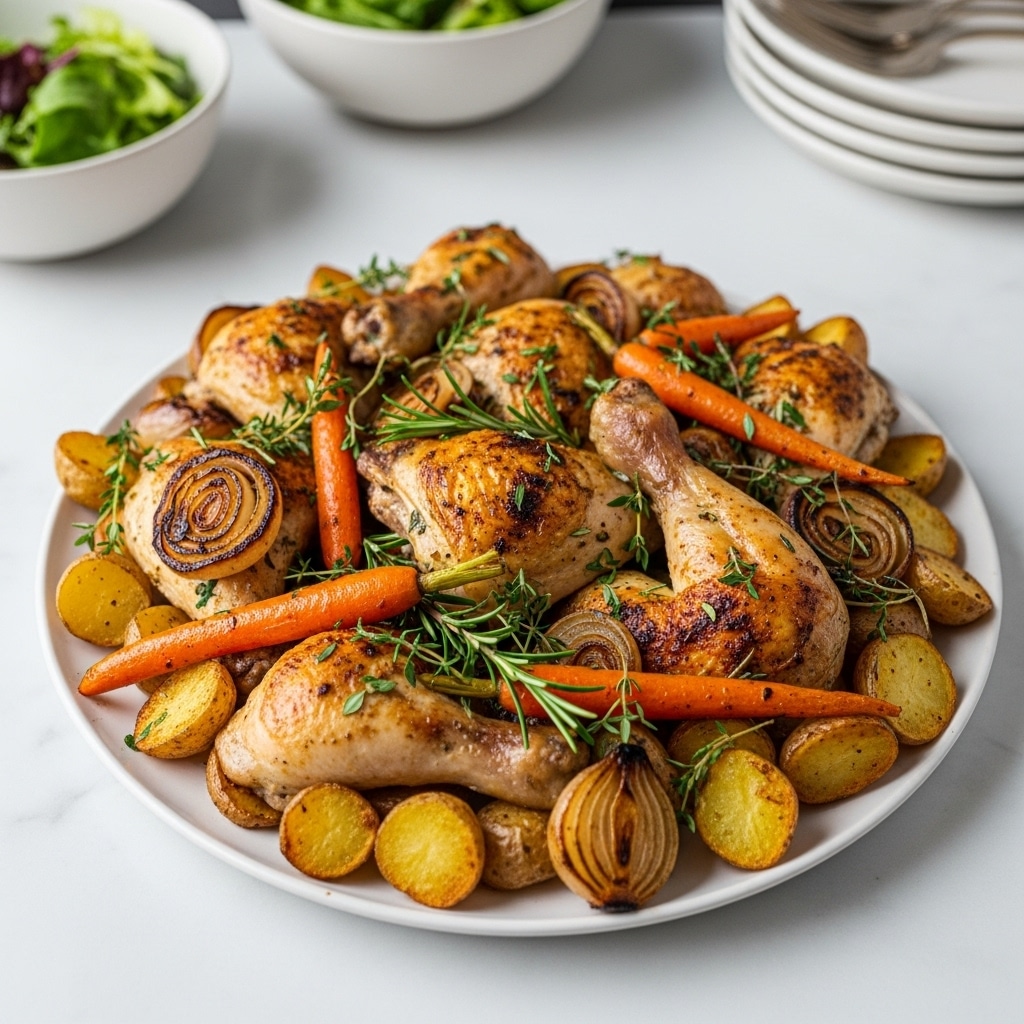 Easy Whole Roasted Chicken with Roasted Vegetables and Fresh Herbs Recipe
