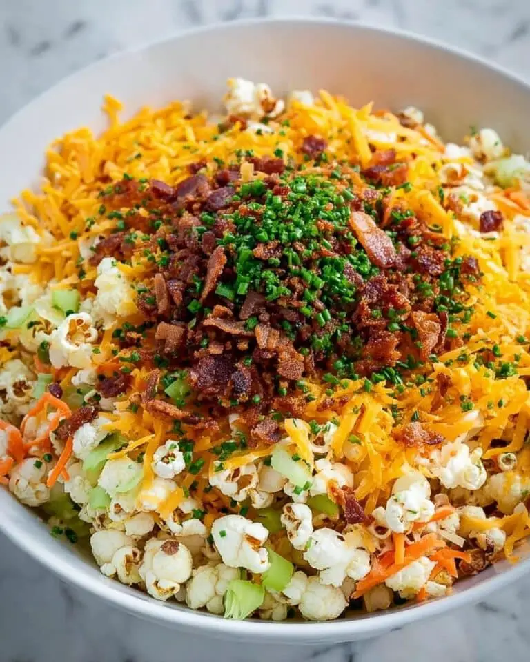 Popcorn Salad with Bacon, Cheddar, and Fresh Vegetables Recipe