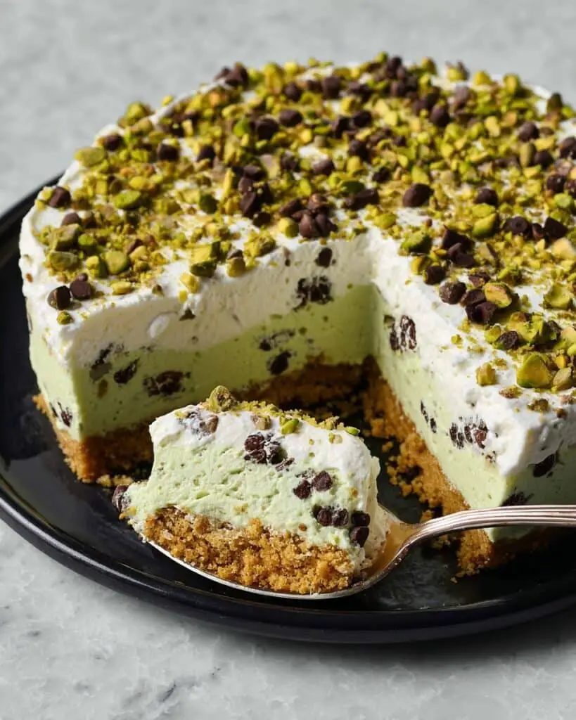 No Bake Pistachio Cannoli Pie Recipe