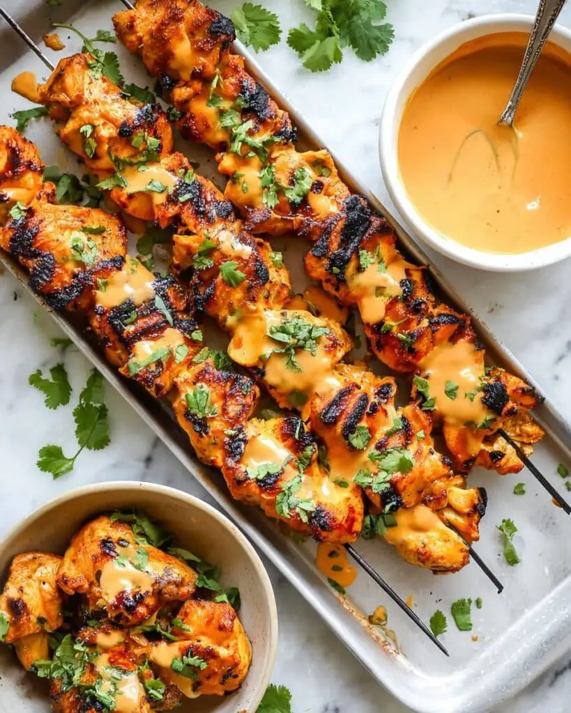 Bang Bang Chicken Skewers with Thai Sweet Chili and Sriracha Recipe