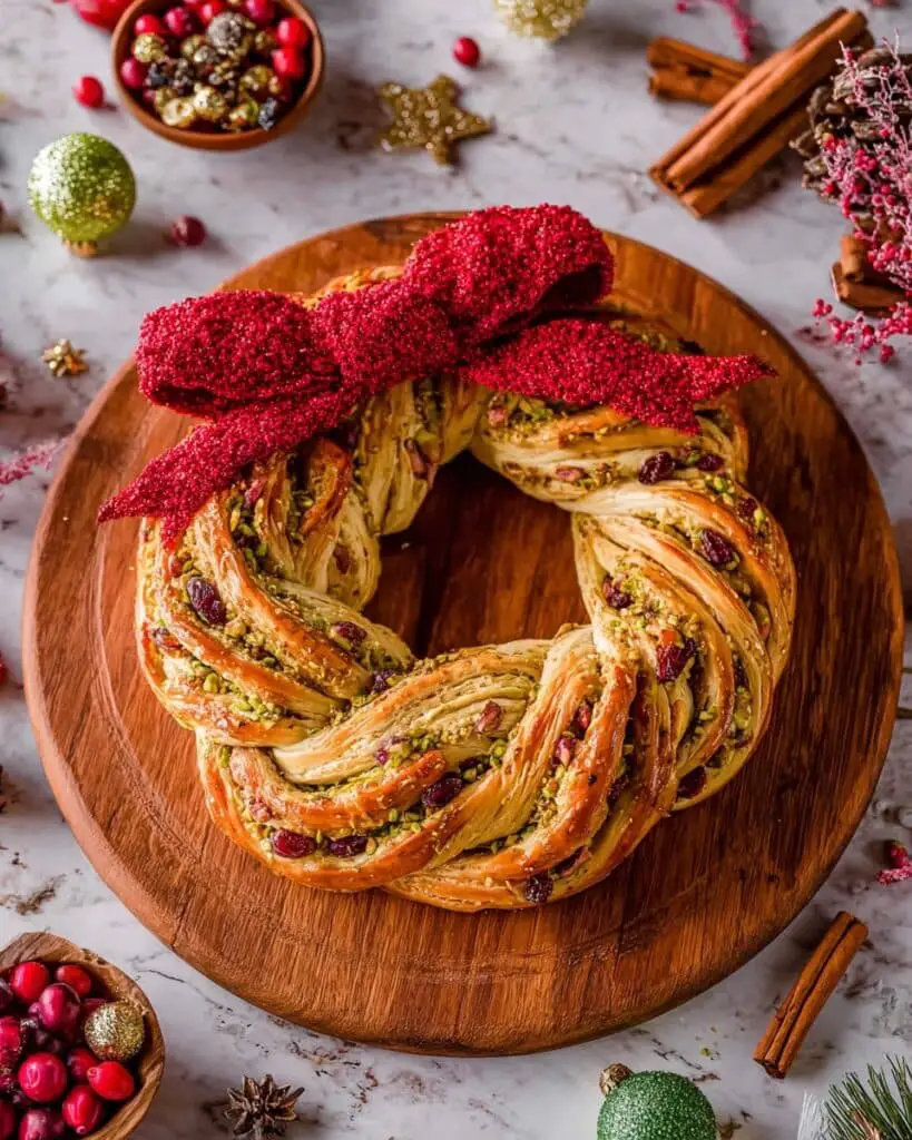 Cranberry Pistachio Babka Bread Wreath Recipe