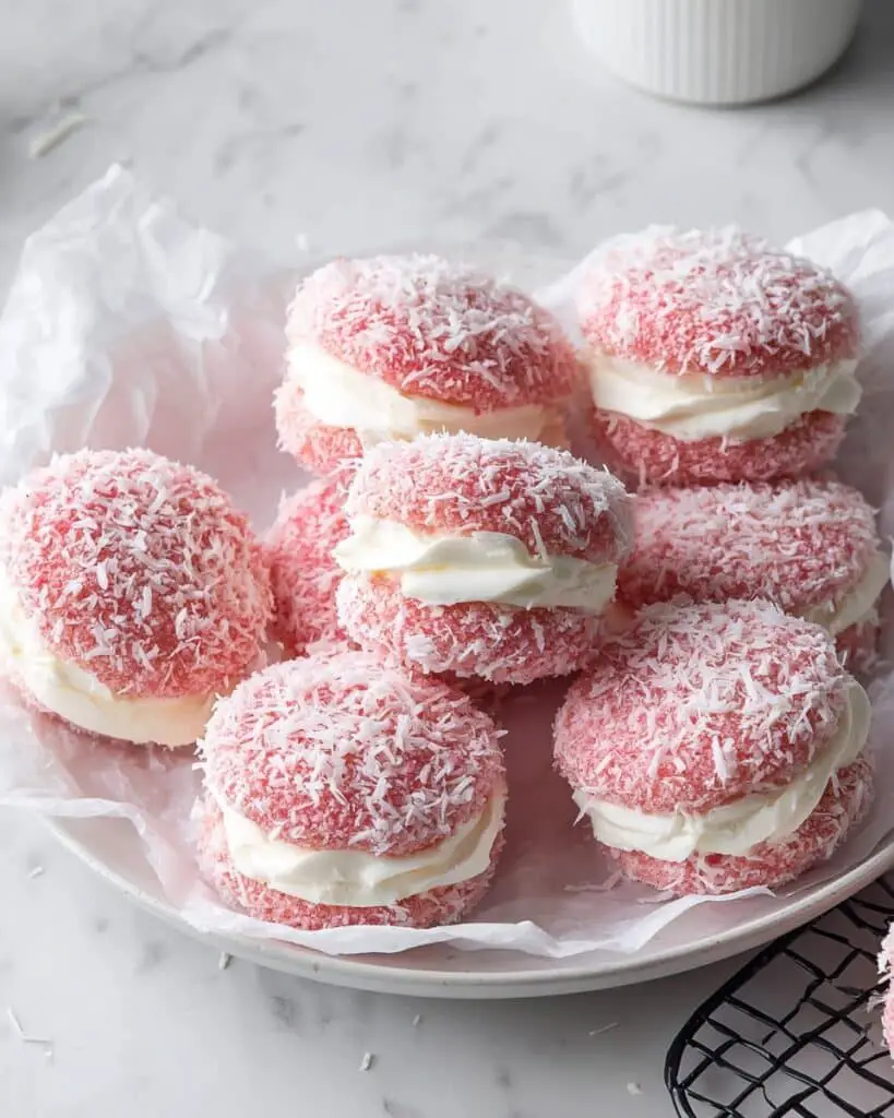 Raspberry Jelly Coconut Cakes with Cream Recipe
