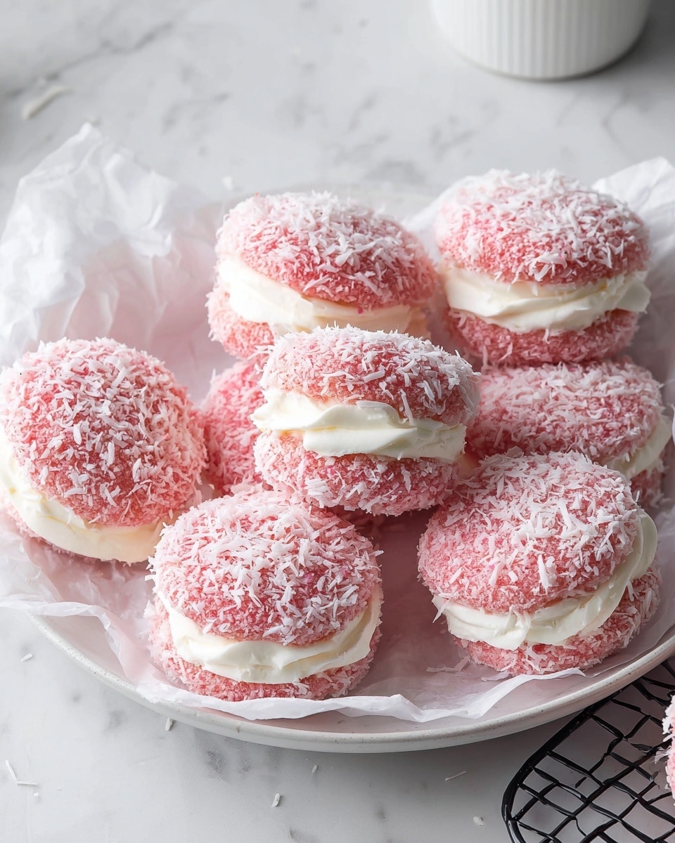 Raspberry Jelly Coconut Cakes with Cream Recipe