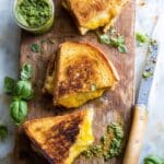 Breakfast Grilled Cheese with Soft Scrambled Eggs and Pesto Recipe
