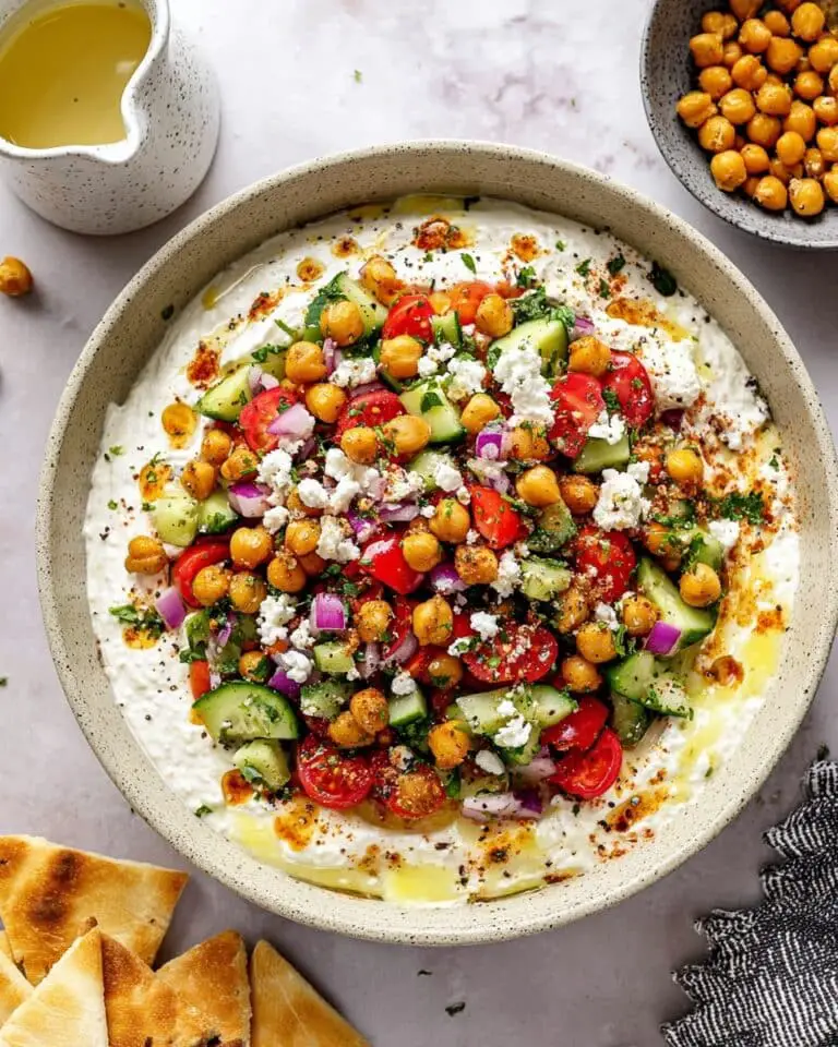 Cottage Cheese Salad with Roasted Spiced Chickpeas, Fresh Vegetables, and Feta Recipe