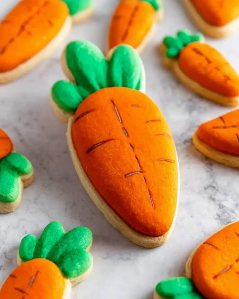 Carrot Macaron Template with Green Leaves Recipe