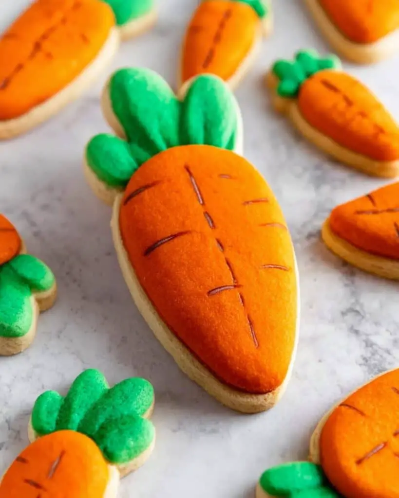 Carrot Macaron Template with Green Leaves Recipe