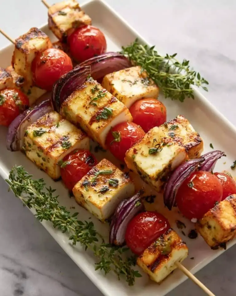 Greek Lemon and Oregano Halloumi Skewers Recipe