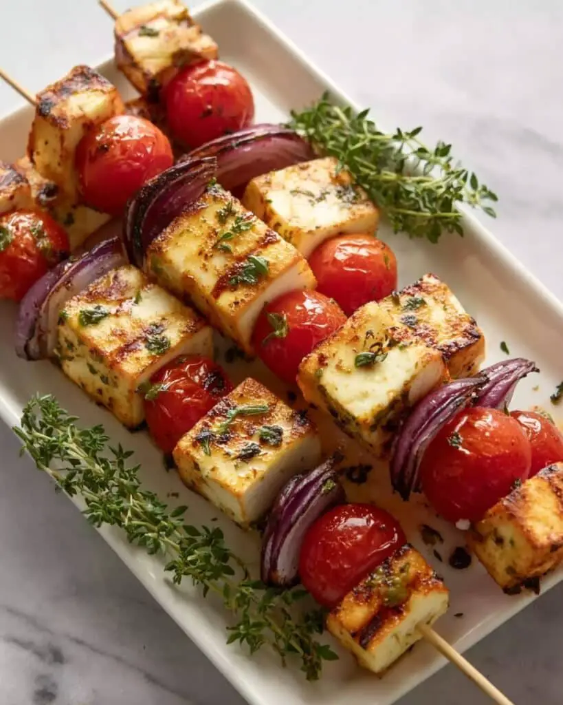 Greek Lemon and Oregano Halloumi Skewers Recipe