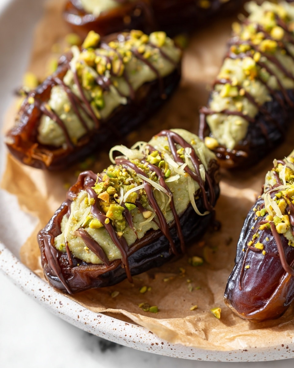 Dubai Chocolate Stuffed Dates with Pistachio Filling and Drizzled Chocolate Recipe