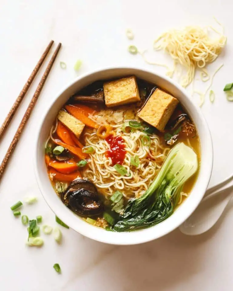 Easy Vegan Ramen with Crispy Tofu and Miso-Roasted Vegetables Recipe
