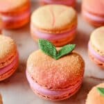 Peach Macarons with Peach Jam Filling and Cinnamon Cream Cheese Frosting Recipe