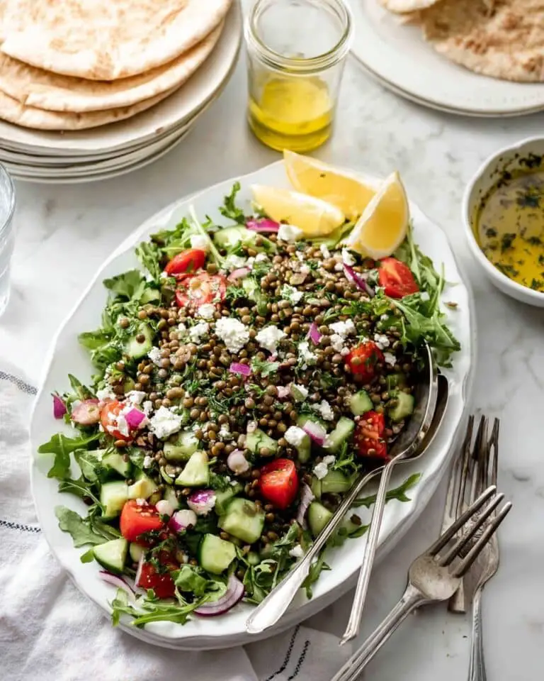 Sexy Lentil Salad with Feta, Tomato, Cucumber, and Lemon Dressing Recipe