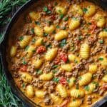 Ground Beef Gnocchi Skillet in Creamy Tomato Sauce Recipe